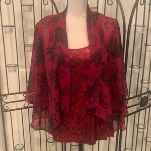 Sequined shell and shear over blouse